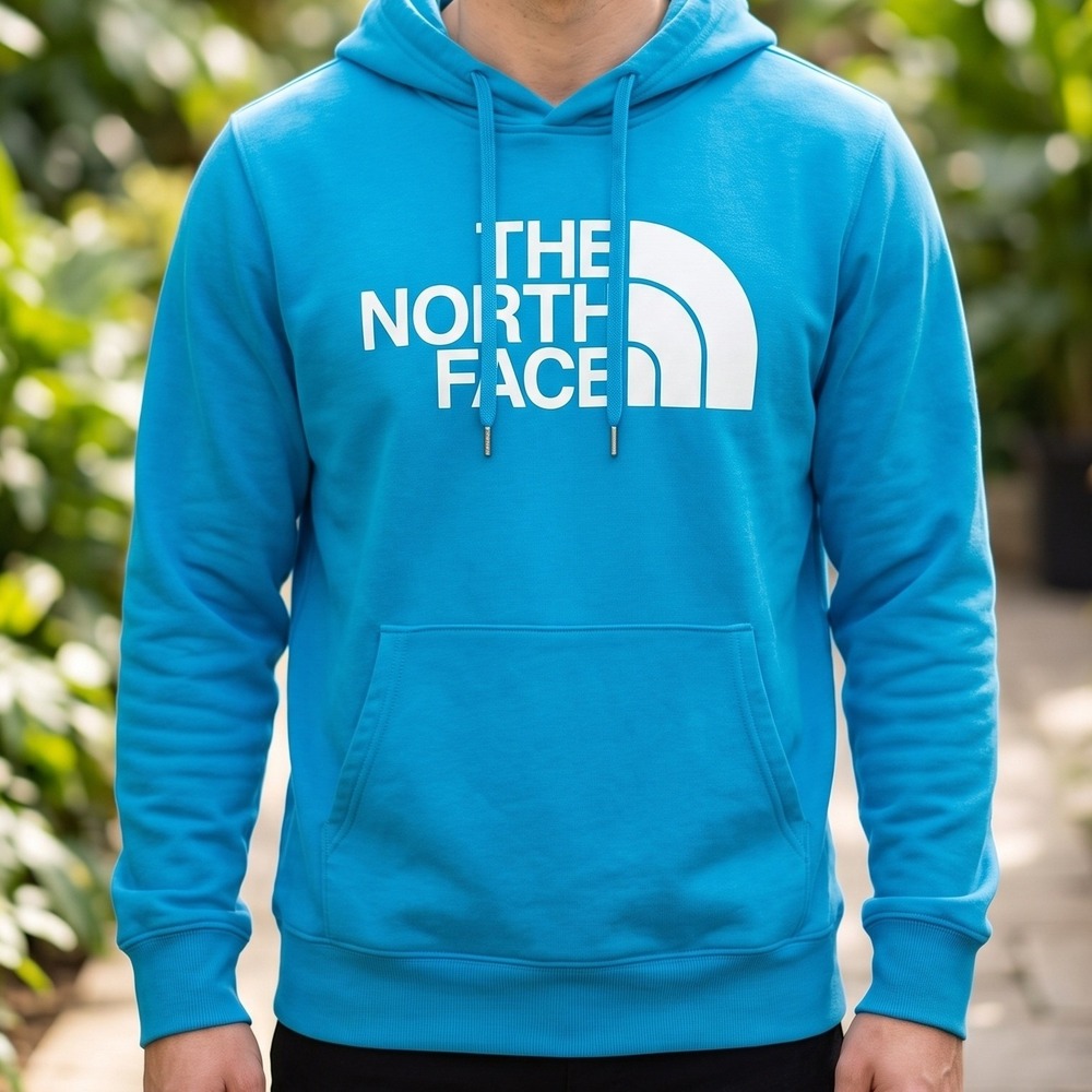 The North Face Mens Circular Design Logo Pullover Hoodie Blue XL